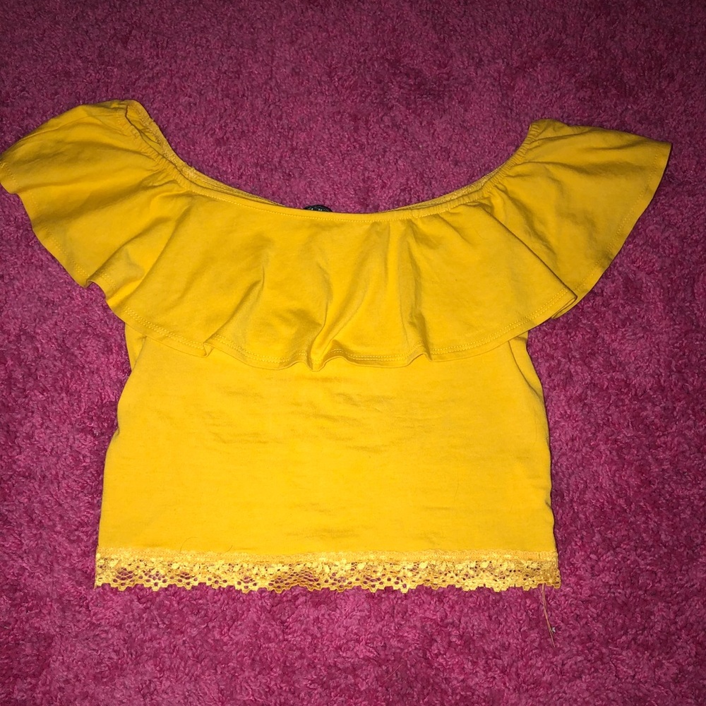 Yellow Off the shoulder crop top